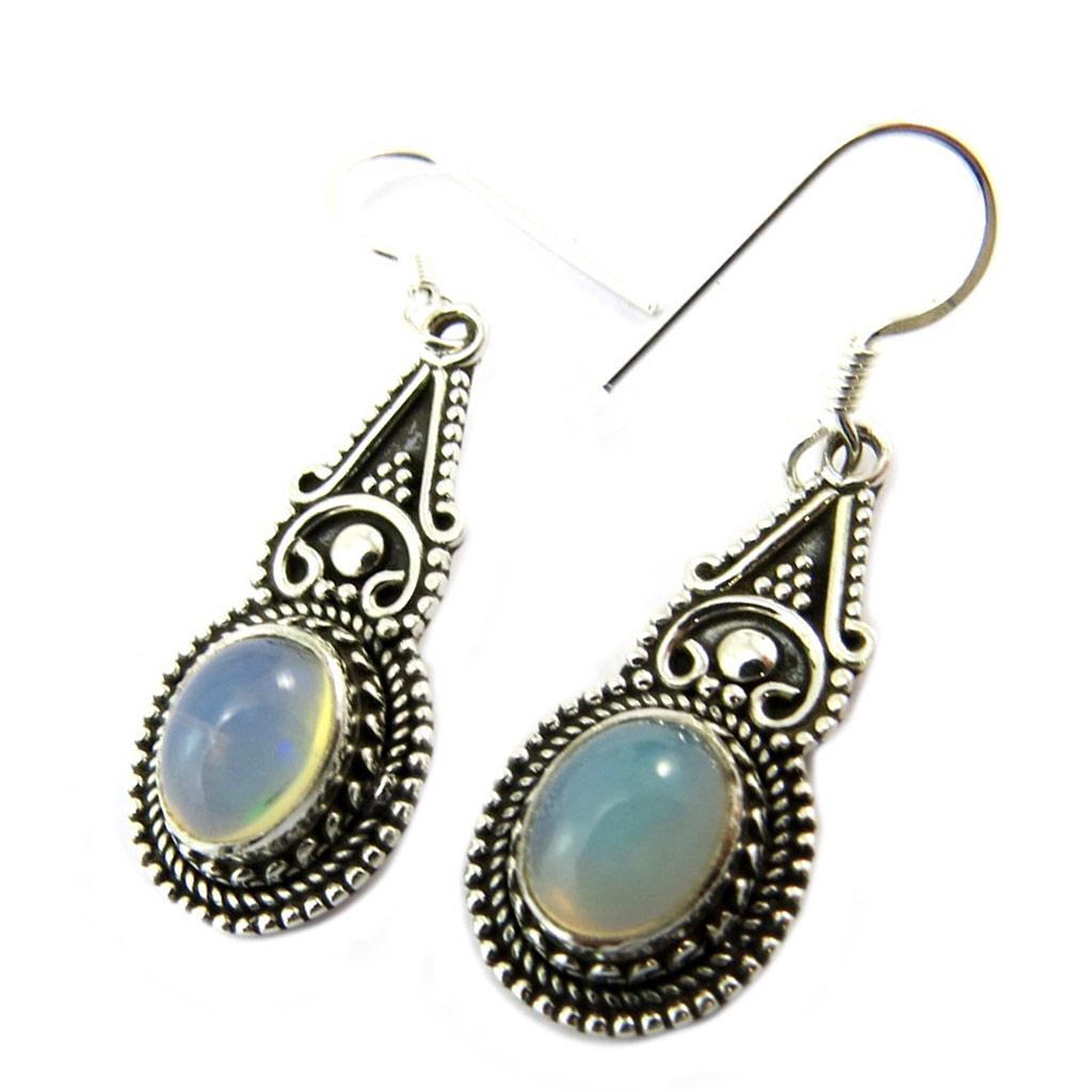 Les Trésors De Lily [P3739] - Silver 'Heaven' Ethiopian Opal Earrings - 28x13 Mm