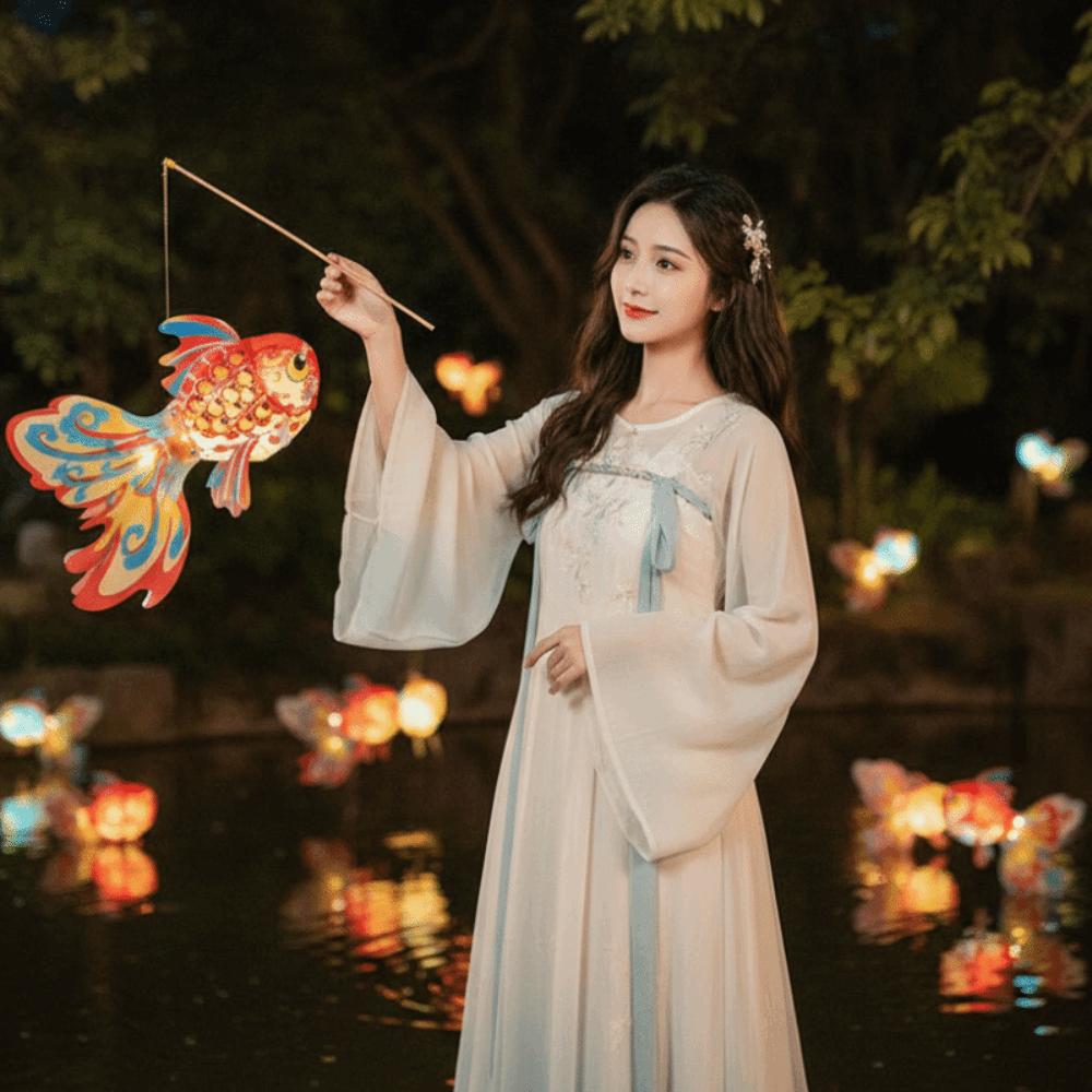 Handmade Goldfish Lantern DIY Traditional Mid Autumn Craft Paper Lamp Kit Family