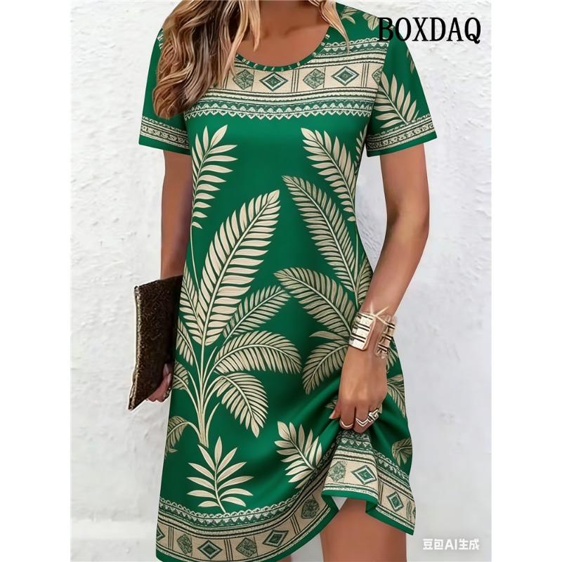 Women Nightdress Round Neck Short Sleeve Spring Summer Funny Duck Print