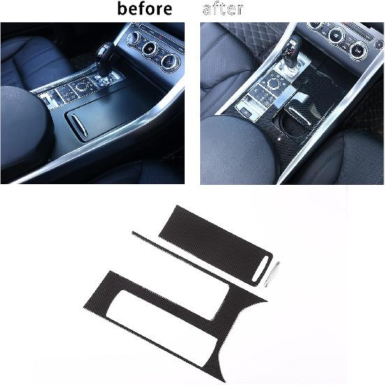 ABS Carbon Fiber Style Plastic Center Console Panel Cover Frame Trim 3pcs for Land Rover Range Rover Sport 2014-2017 Left Hand Drive Accessories
