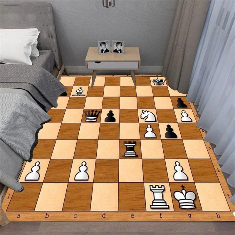 Intelligence Game Chess Inspired Decor Carpet Rug King Queen Rook Bishop Knight Pawn Cozy Living Room Floor Mat Area Rug