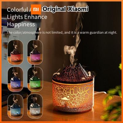 Xiaomi Flame Volcano Humidifier Aroma Diffuser Ultrasonic Mist Maker Fogger LED Essential Oil Fire Jellyfish Diffuser Fragrance Home