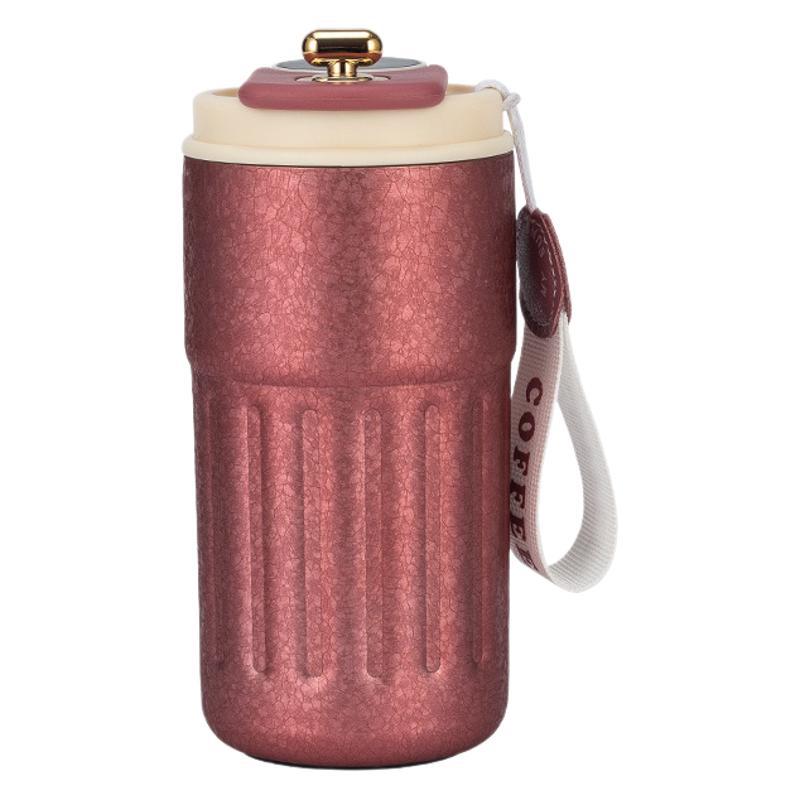 

Light luxury titanium-covered thermos cup High value accompanying coffee cup Large capacity men s and water cup Portable stainless steel thermos cup 450ml