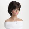 Parrucche Sintetiche Corte Nere Ondulate da Donna Stiloso Capelli Misti Biondo Castano Stratificati con Frangia per Uso Quotidiano Festa Costume Fibra Resistente al Calore