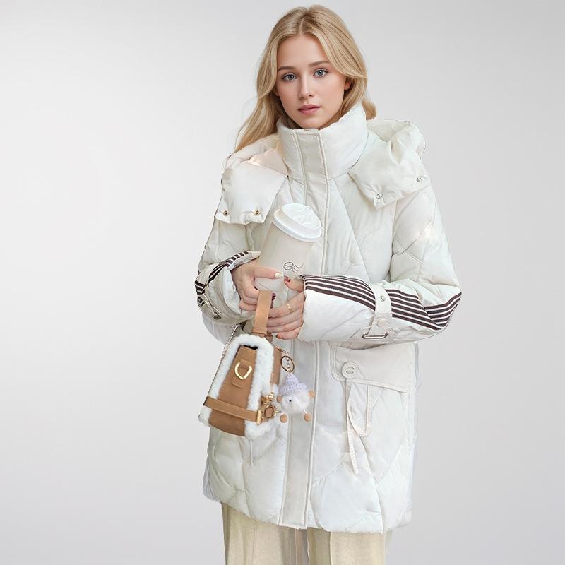 Down cotton-padded clothes women's medium and long models, new models, fashionable loose and thickened hooded cotton-padded clothes, cotton-padded