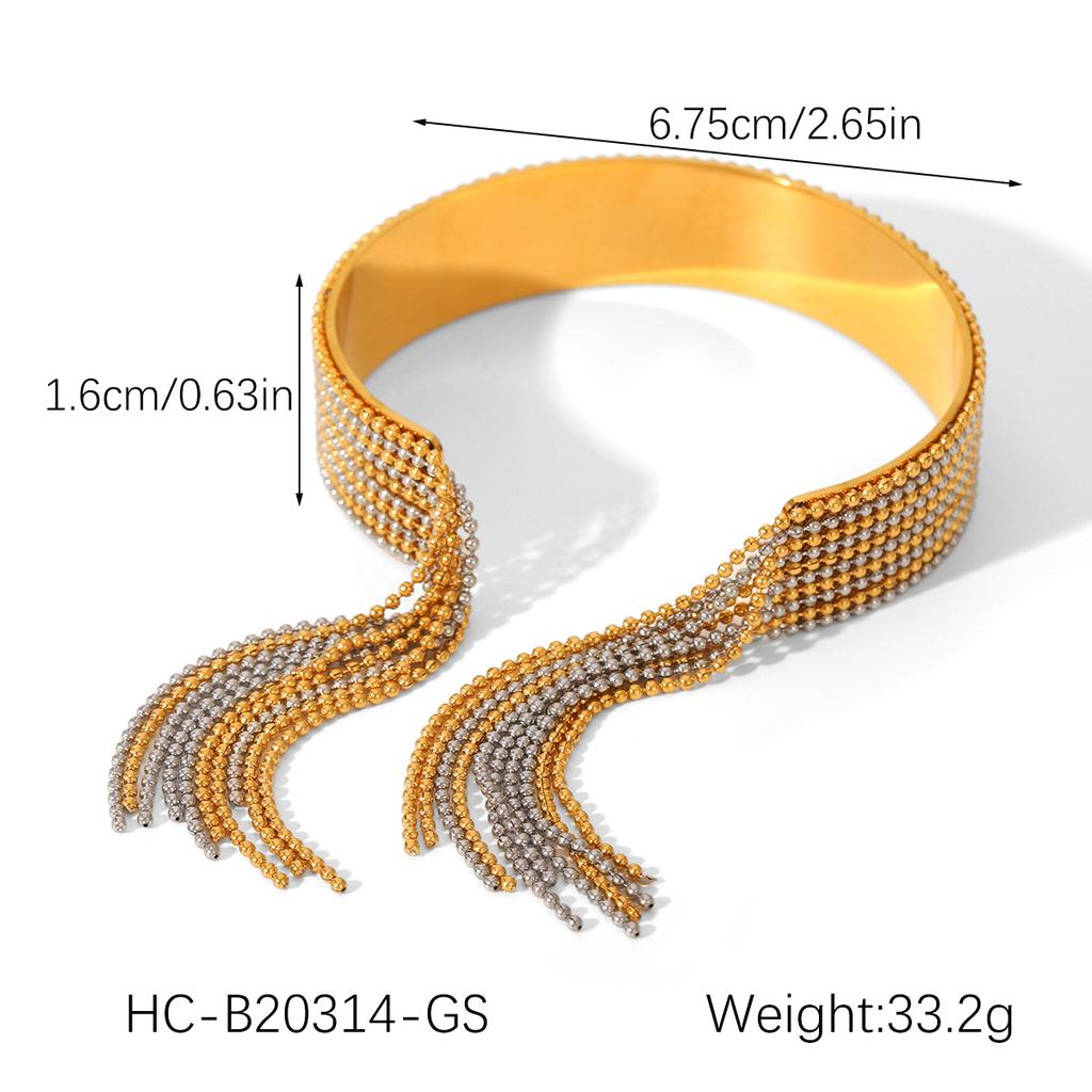 Stainless Steel Tassel Bangle Ring, Light Luxury High-end Ring, Color-block Titanium Steel Open Bangle