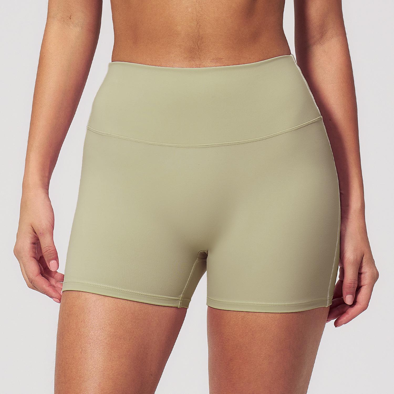 Women s High Waist Yoga Fitness Shorts - Peach Butt Design, Elastic & Smooth Fit Medium мох зеленого
