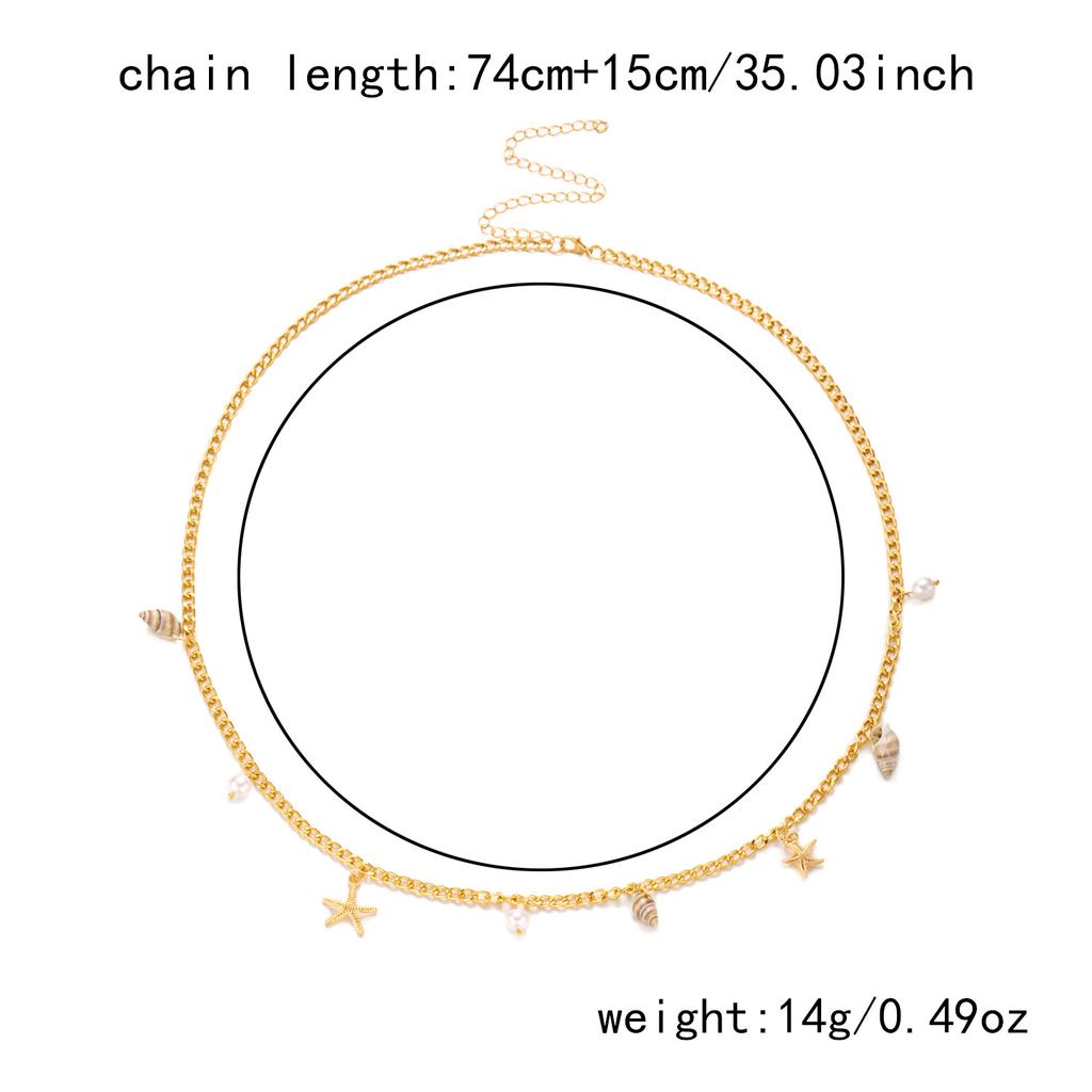 Bohemian Starfish Conch Pearl Necklace Exaggerated Beach Vacation Wind Shell Single Circle Accessories