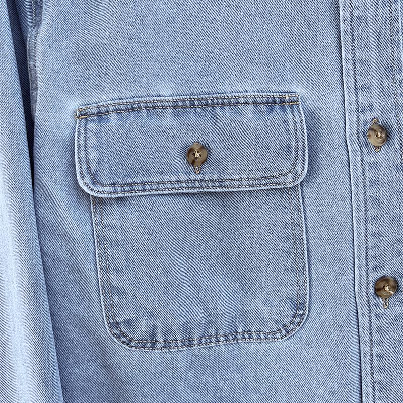 Unisex Washed Denim Long-Sleeve Loose Shirt, Casual Spring/Autumn Outerwear