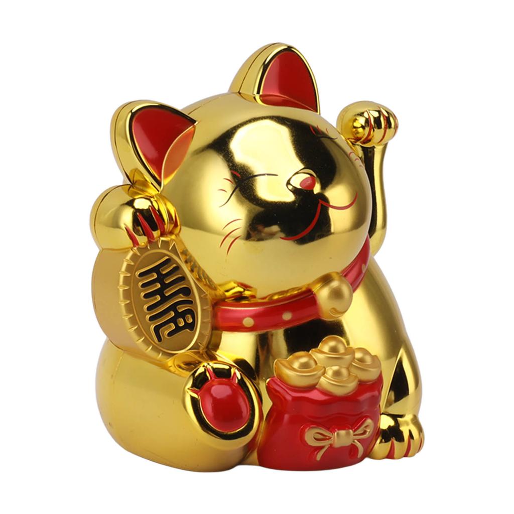 5.5in Electric Waving Arm Fortune Cat Decorative Cute Plastic Cat Ornaments for Cashier Desk