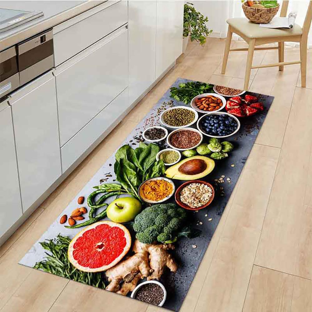 Kitchen Fruit And Vegetable Oil-Absorbing Carpet Entry Anti-Slip Mat, Home Long Strip Dirt-Resistant Blanket, Home Decor