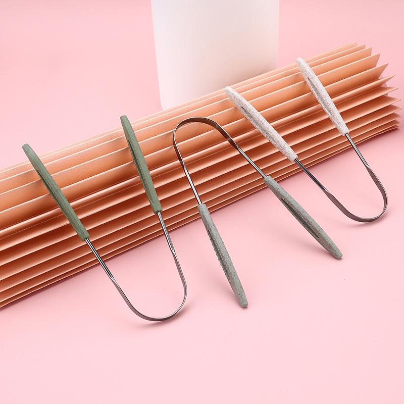 1Pcs Stainless Steel Tongue Scraper Fresh Breath Cleaning Coated Tongue Toothbrush Oral Hygiene U-Shaped Metal Tongue Scraper