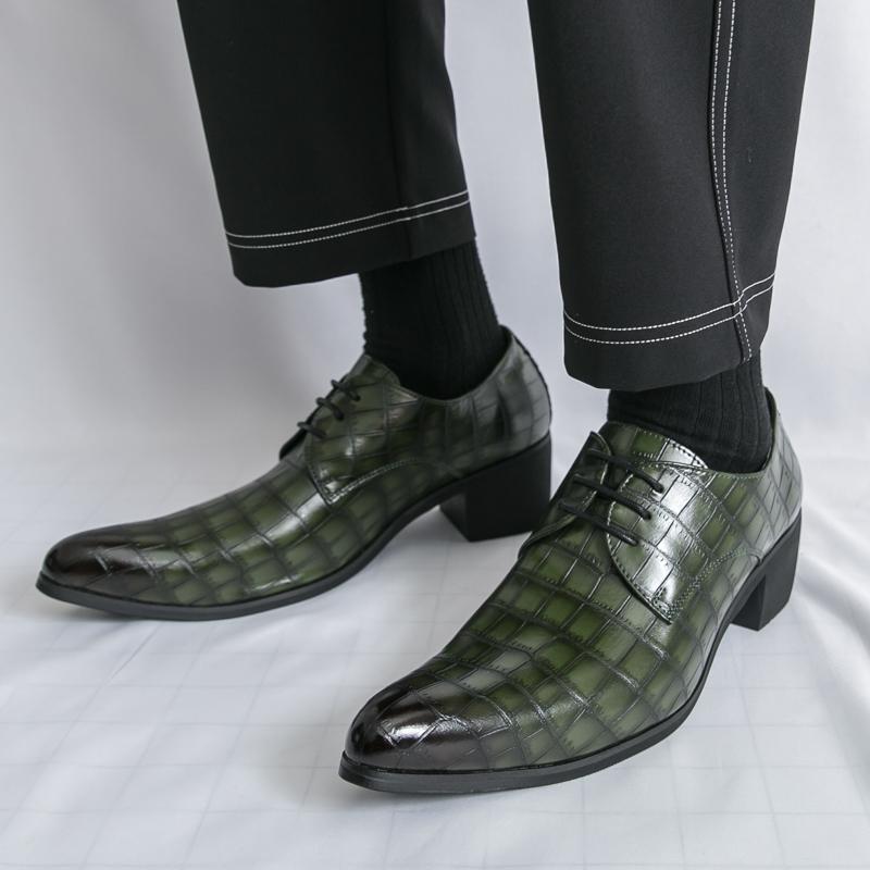 Fashion Luxury High Heel Shoes Men Classic Black Pointed To Dress Shoes For Men Wedding Formal Shoes Oxford Leather Social Shoes Male