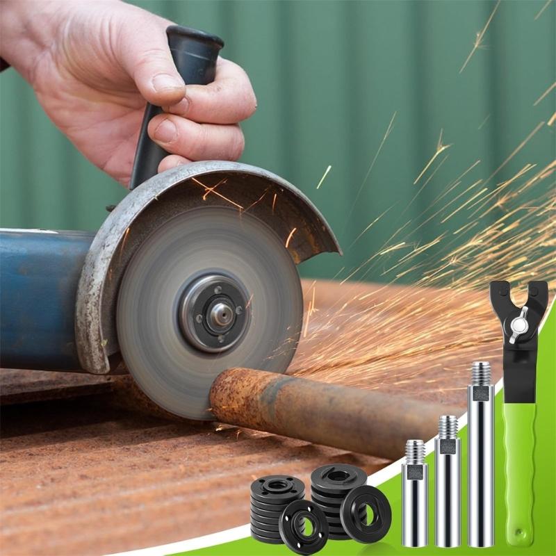 Grinder Wrench and Nut Set Grinder Flange Nut Set Industrial Grinder Component Spanner Set for Various Applications