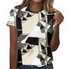 Summer Round Neck 3D Geometric Figure Print Top Fashionable Casual Short Sleeved Women's T-shirts