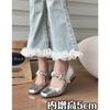 French Sequined Silver Small Inner Height Increase 5cm Light Mouth Single Shoes Women's Mary Jane Evening Shoes