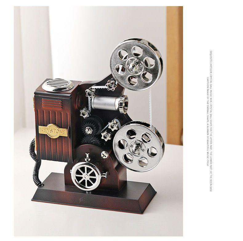 Nostalgic Retro Movie Projector Music Box - Creative Home Decor & Christmas Gift for Children