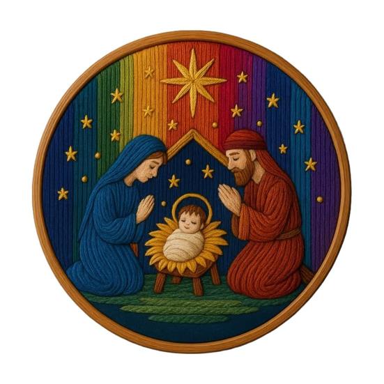1/2 Sets DIY Nativity Embroidery Kit Adults Beginners Christmas Holy Story Stamped Cross Stitch Hand Embroidery Starter Kit DIY Enthusiasts Gift