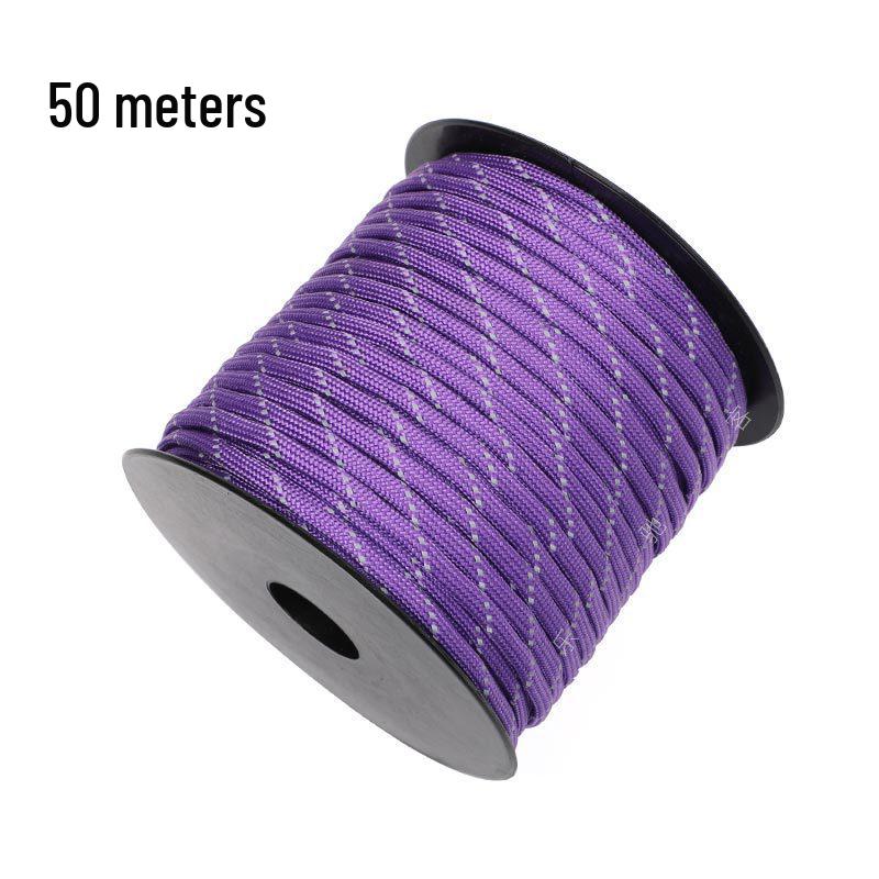 50m High-Reflective 7-Core Paracord: Outdoor Emergency Lifesaving Tent Tarp Guy Rope