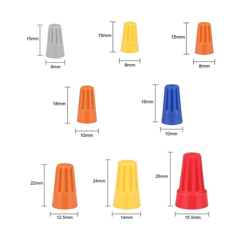 25pcs Quick Wire Connector Colorful Electrical Insulated Crimp Twist Terminal 0.2-10mm Nut Spring End Cap Connection