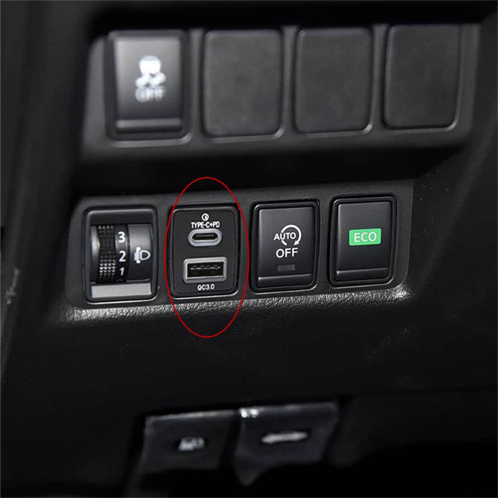 Chargeur de voiture QC3.0 + Interface USB Type-C Double prise pour Nissan Tiida Qashqai Navara