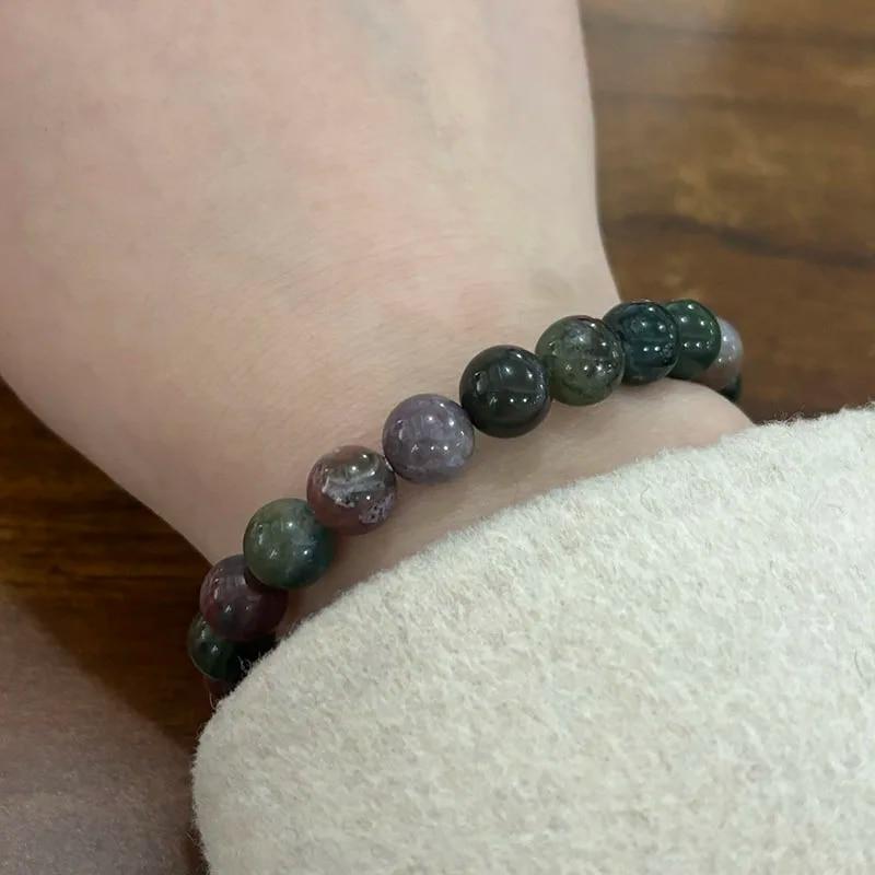 Stable Natural Stone Agate Beaded Bracelet 8mm Simple Men's and Women's Texture Bracelet Party Daily Jewelry Accessories Gift