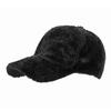 Women's Fluffy Plush Baseball Cap Winter Warm Faux Fur Peaked Hat Cute Solid Color Hard Top Teddy Fleece Cap