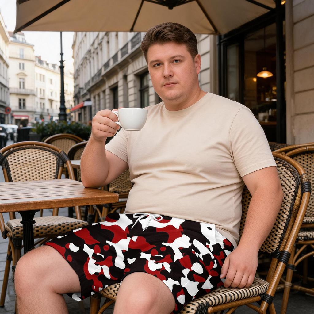 Men’s Plus Size Camouflage Cargo Shorts with Drawstring Waist Lightweight Relaxed Fit Multi Pocket Summer Beachwear