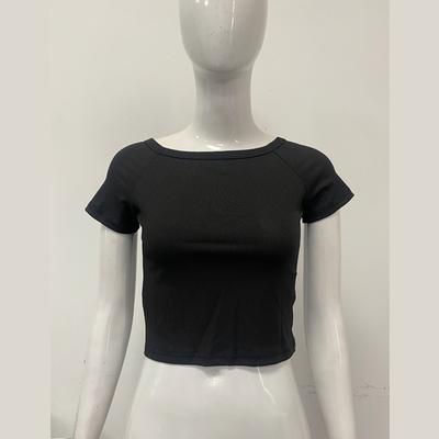 Europäisches und amerikanisches Sommer-Retro-Rundhals-Slim-Fit-Minimalistisches Kurztop
