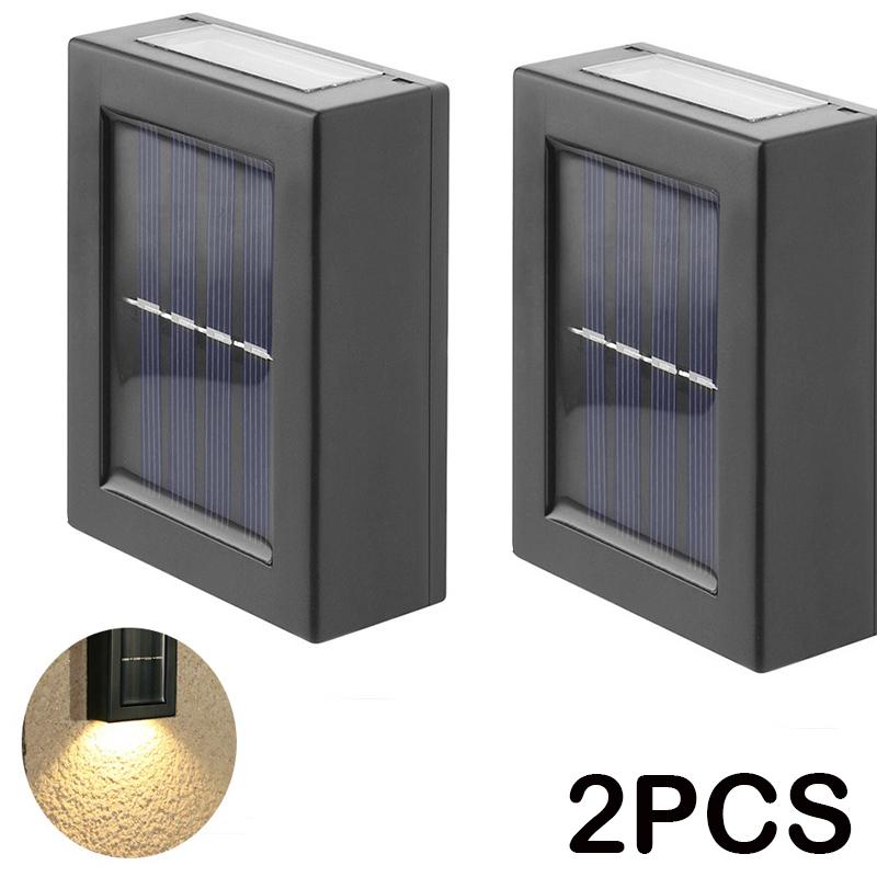 8PCS LED Solar Wall Lamp Outdoor Waterproof Up and Down Lighting Garden Decoration Solar Lights Stairs Fence Sunlight Lamp