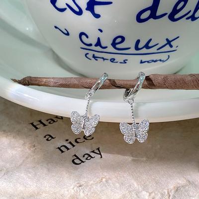 Light Luxury Butterfly Ear Buttons for Women's High-end Ins Fairy Style New Earrings