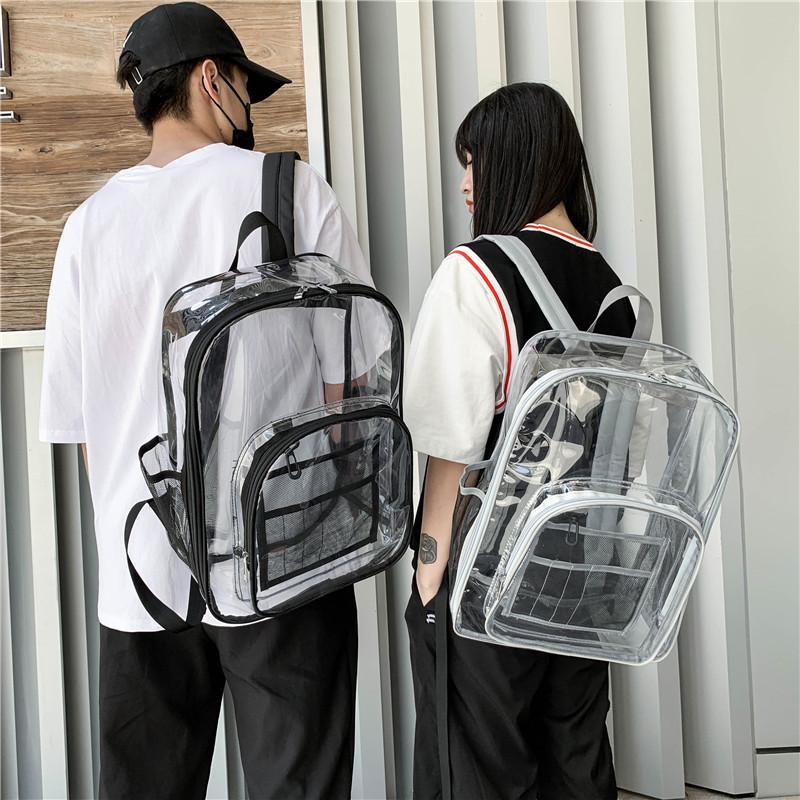 Transparent Jelly Bag Male High School College Student PVC Schoolbag Female 2025 New Backpack Large Capacity Waterproof Backpack