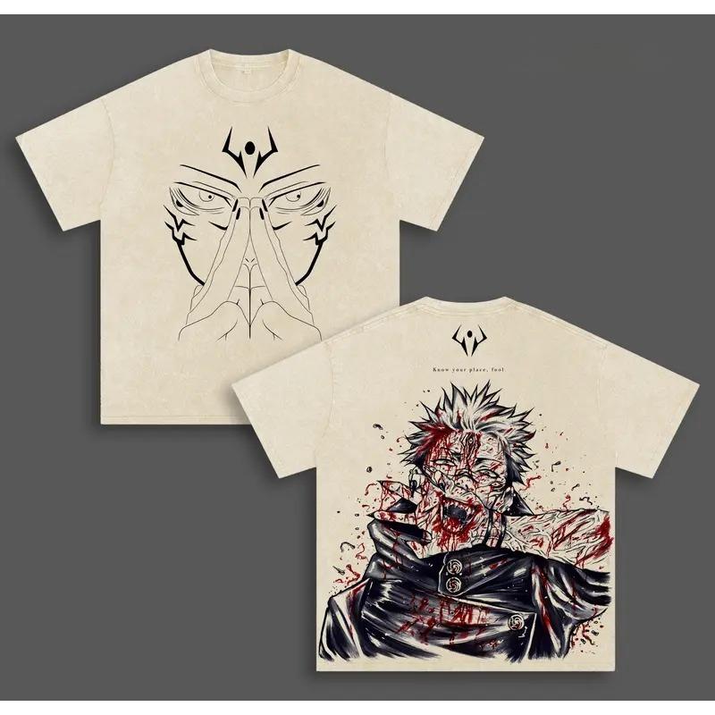 

Anime Jujutsu Kaisen Ryomen Sukuna Print T-shirt Men Women Tshirts Casual Cotton Clothing Vintage Washed T Shirt Harajuku Tops XXL