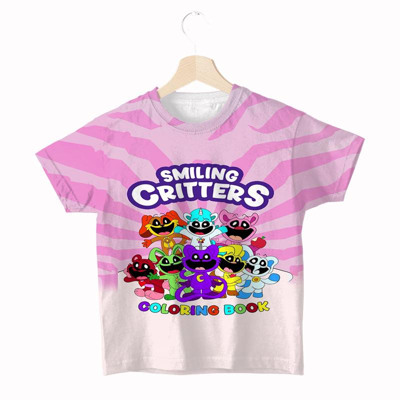 

Дитячі футболки Smiling Critter Catnap Dogday для малюків хлопчиків дівчаток аніме з коротким рукавом дитячі ігрові футболки мультяжний вуличний одяг 150 синій