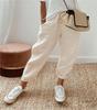 2024 European & American Style Print Cotton Linen Casual Pocket Long Pants