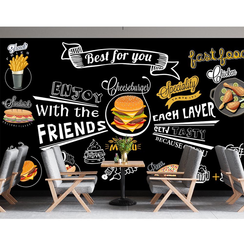 

Бургер Мурал Гамбург Фастфуд Обои Промышленный Декор Ресторан Закусочная Фон Обои 200 cm(W) x 140 cm(H)