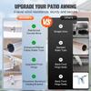 Manual Retractable Awning, 13 x 8 ft Outdoor Patio Awning Retractable Sun Shade, Water-Resistant Polyester Patio Door Window Awning Sunshade Shelter