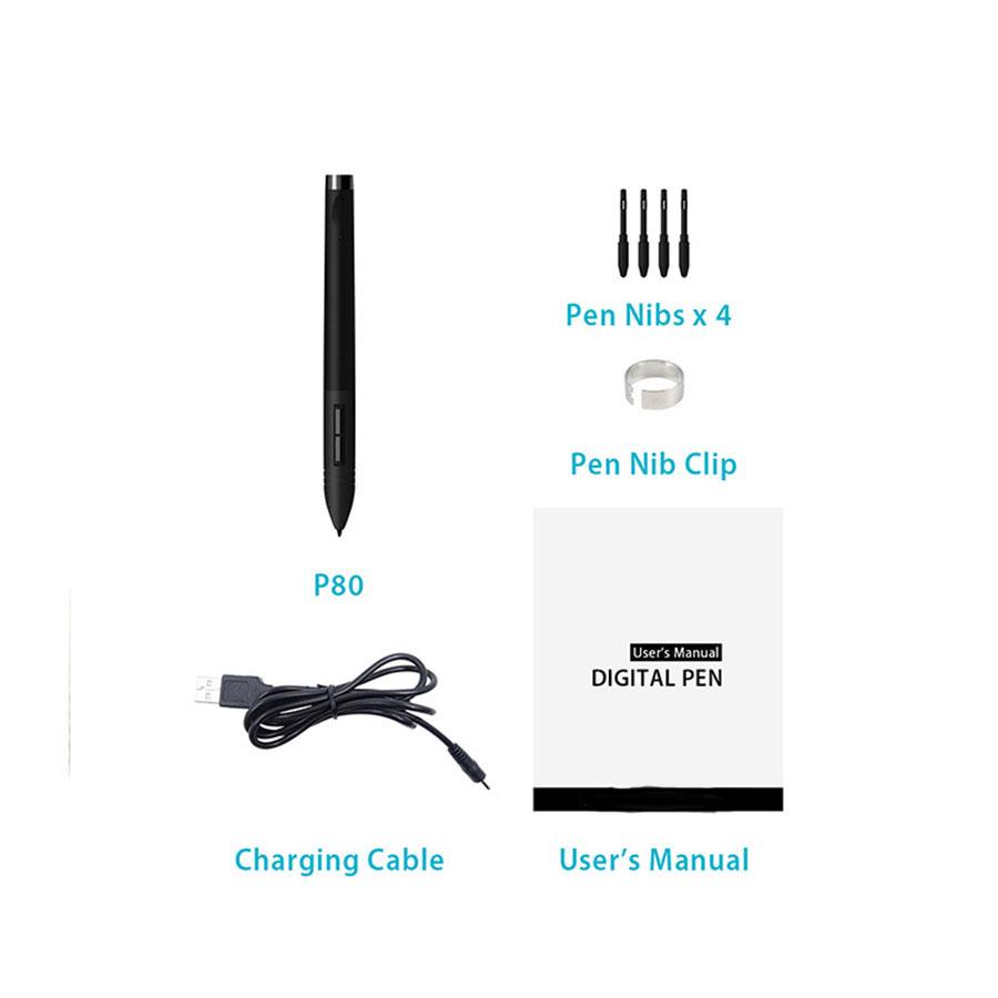 P80 Digitální pero Dobíjecí Pro Grafický kreslicí tablet Huion Bezdrátové USB Černé