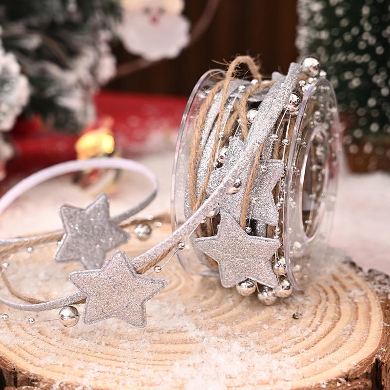 

Рождественская упаковочная лента Рождественский подарок DIY Рождественский декор Дизайн с блестящими звездами Блестящая Многослойная Роскошная 5 ярдов серебряный