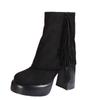 fashion Vintage Tassels Women Ankle Boots Fashion Platform Short Booties Autumn Winter Laides Concise Thick Heel Stripper Shoes