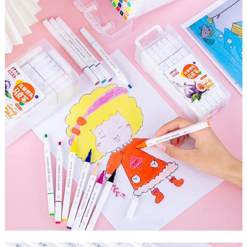 Dual Head Washable Marker Pen Set Student Art Drawing Stationery Supplies