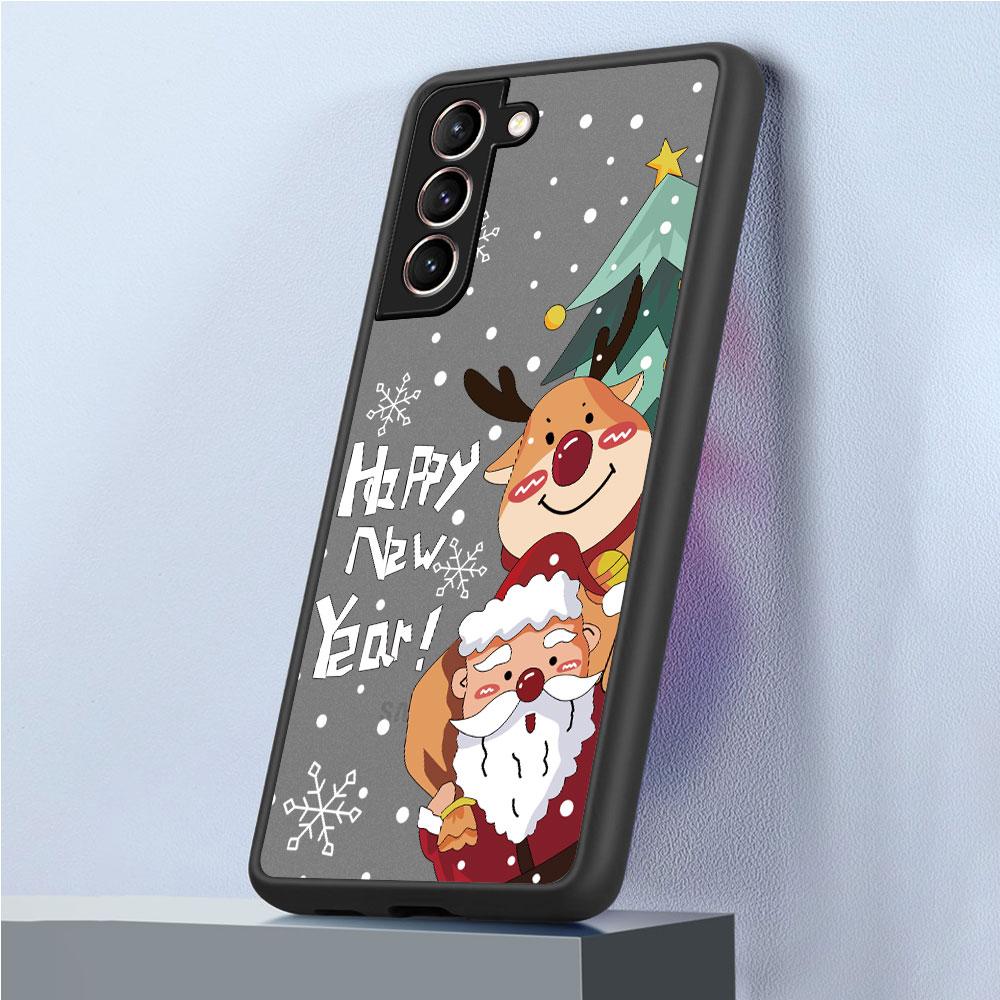 Matný kryt s motivem sněhu a veselými Vánocemi pro Samsung Galaxy S22 S20 S21 FE S10 S9 Plus S8 Capa Note 20 Ultra 10 Lite Phone Fundas