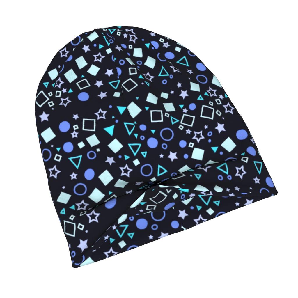 2D Flat Printing Geometric Shapes In Various Sizes And Colors Classic Knit Hat for Adults Available In Versatile Tones Ideal for Subtle Styling During