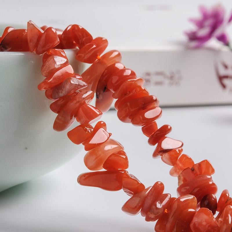 Natural Southern Red Agate Crystal Spacer Beads - Handmade Irregular Crushed Stones for DIY Jewelry