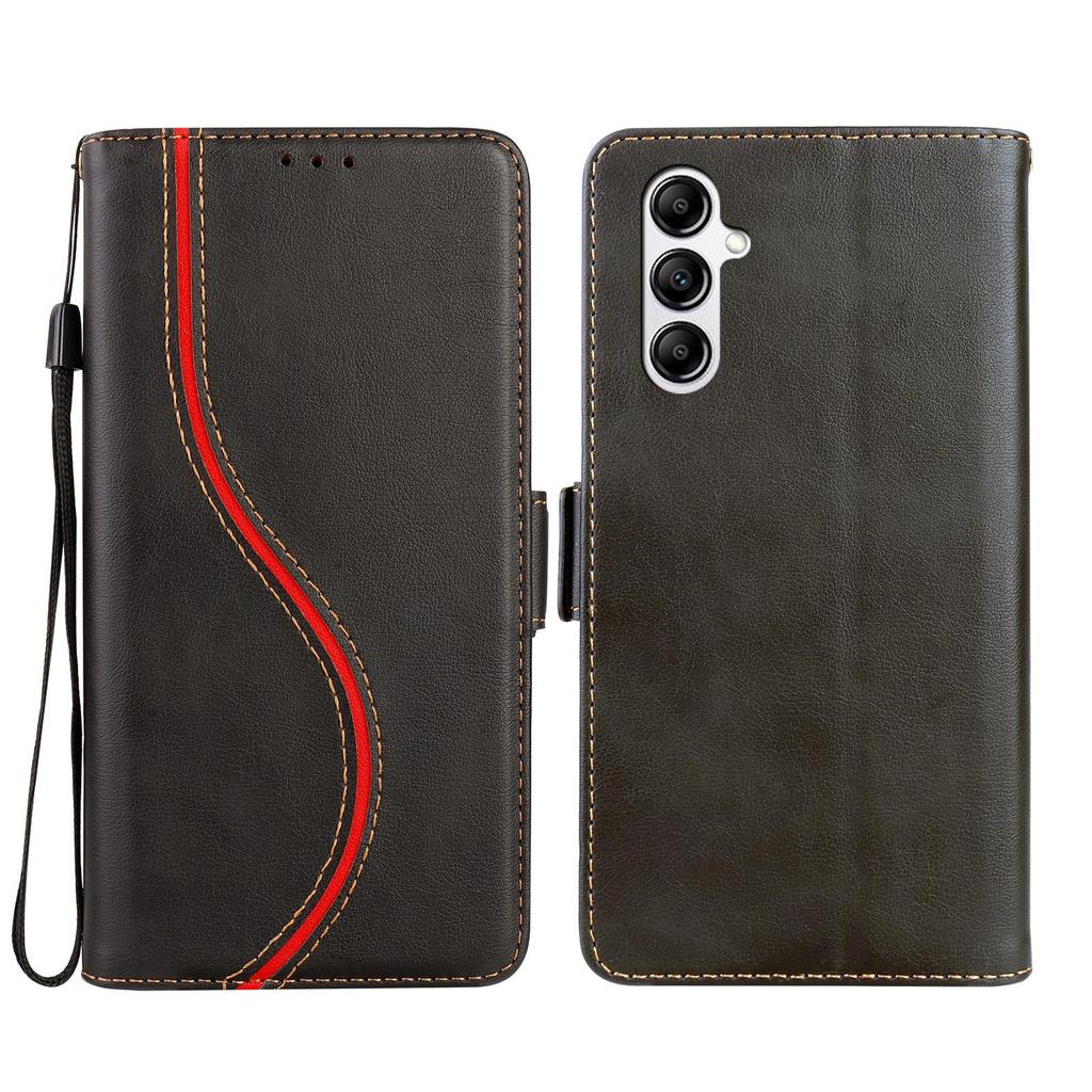 Luxus Linien Leder Handy Brieftasche Hülle Buchständer Für iPhone 17 16 15 13 12 Pro Max Samsung S25 S24 S23 Ultra S22 S21 FE Magnetischer Kartensteckplatz Klapphülle