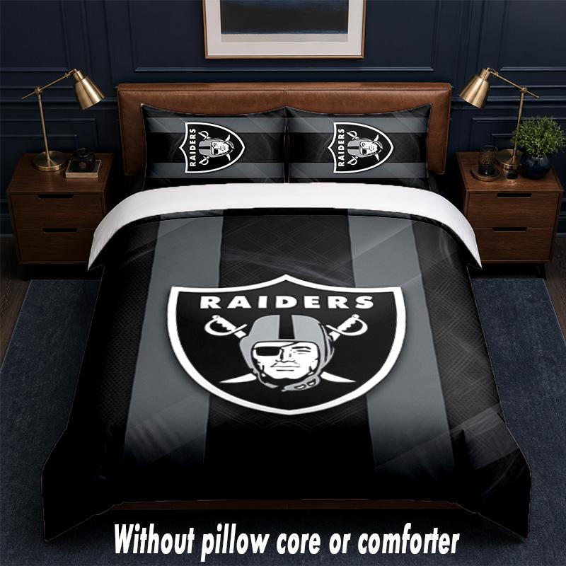 Set Biancheria da Letto Design Las Vegas Raiders 1 Copripiumino + 2 Federe Morbido Traspirante Biancheria da Letto per la Casa