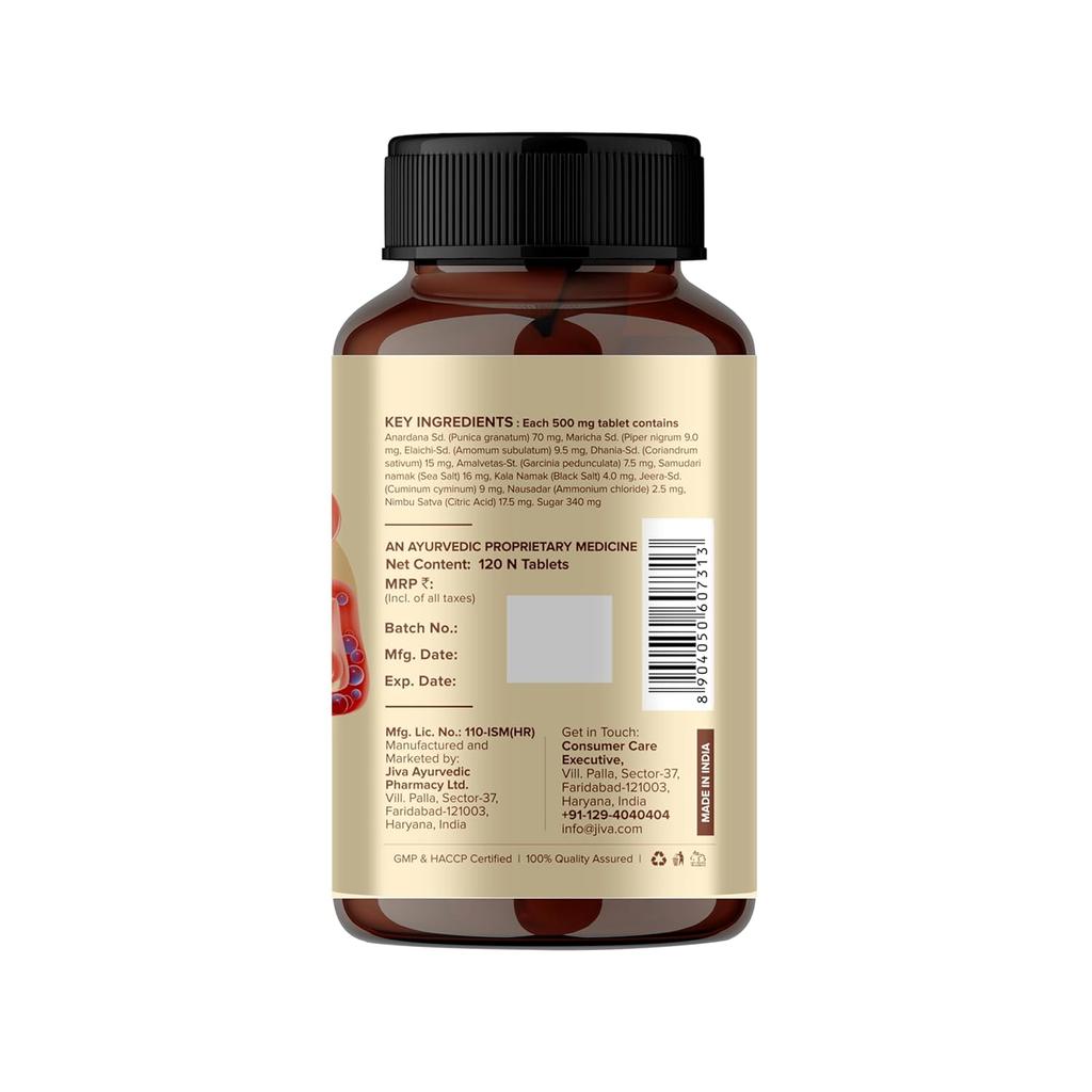 Jiva Digestall Tabletten 500mg Ayurvedische Verdauungsformel 120 Tabletten Packung mit 4 für Verdauungsstörungen & Blähungen