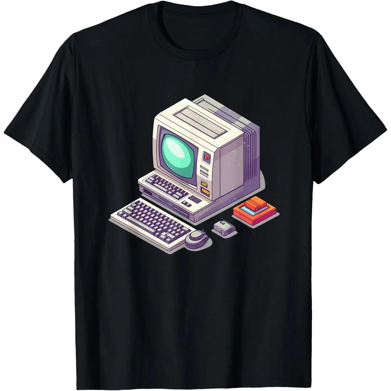 Vintage Retro 90s PC Computer Cartoon Illustration T-Shirt S чёрный