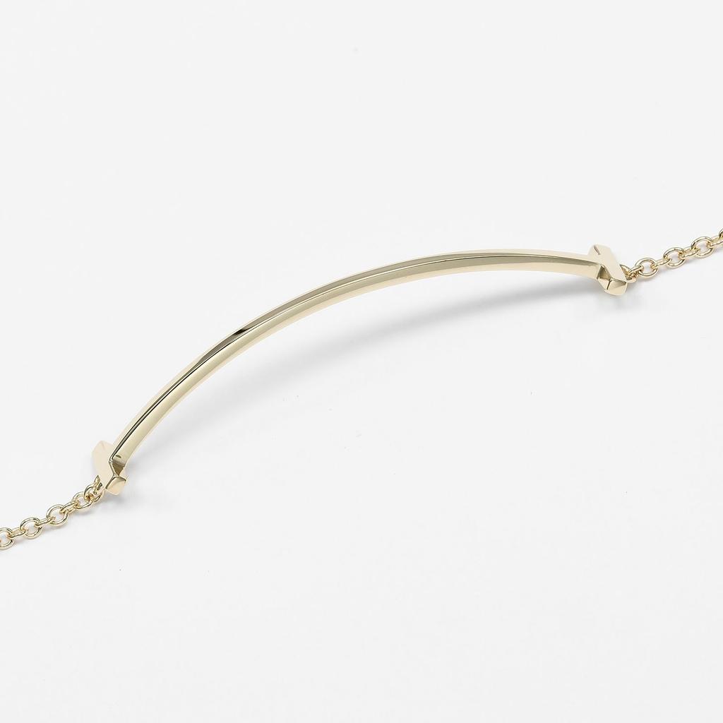 TIFFANY&Co. T Smile Bracelet K18 Yellow Gold 2.6g Women Used