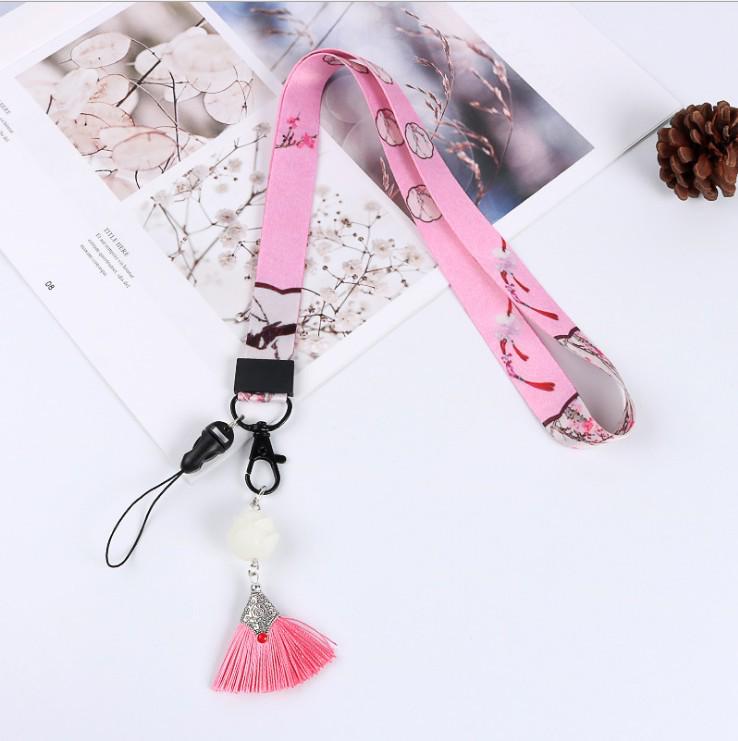 Retro Ethnic Lanyard: Personalized Tassel Pendant & Dual-Use Mobile Phone Necklace розовый